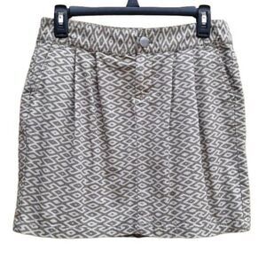 Y2K Gap Mini Skirt Aztec Print Pleated Front Casual Safari Army Green Cream Sz 4